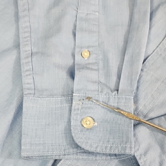 Chaps Blue Casual Button Down Shirt with Classic Style - Picture 8 of 12